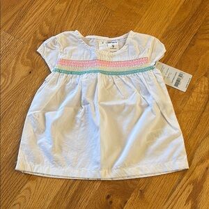 Carter's White Top with Pastel Smocking (Size 9 months) NWT